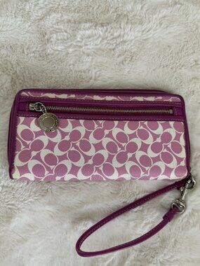 COACH CC Zip Around (Pink/Purple/White) Wallet / Wristlet